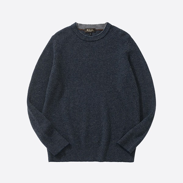 Loro Piana Cashmere Girocollo City Crewneck Sweater Navy
