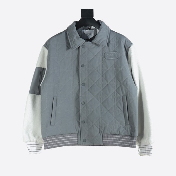 Dior lambswool patchwork stadium jacket in grey