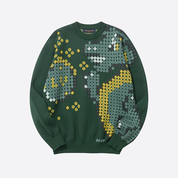 Louis Vuitton Cotton Jacquard Crew Neck in Green