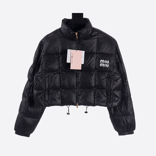 Miu Miu 2023FW Check Pan Short Down Jacket in Black