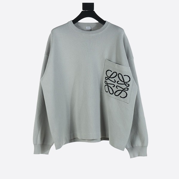 Loewe 24Fw Pocket Floral Jacquard Crew Neck Sweater