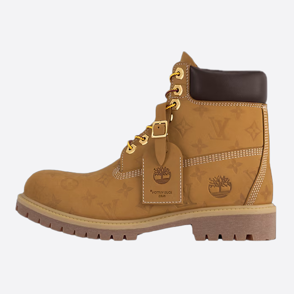 Louis Vuitton All-Over Print Presbyopia Round Toe Lace-Up Embossed Waterproof Suede Rhubarb Boots 1AD72T