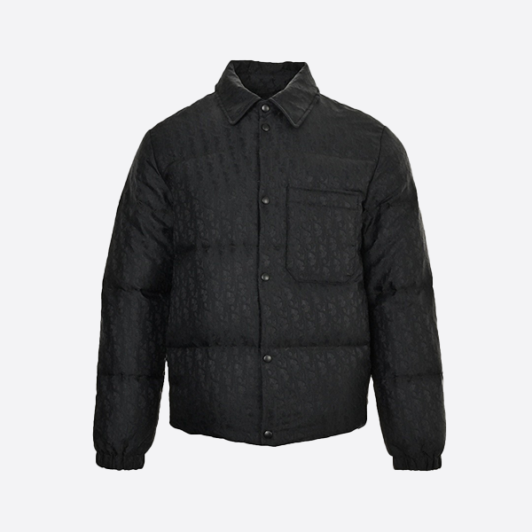 Dior All-Over Print Dark Pattern Jacquard Lapel Down Jacket