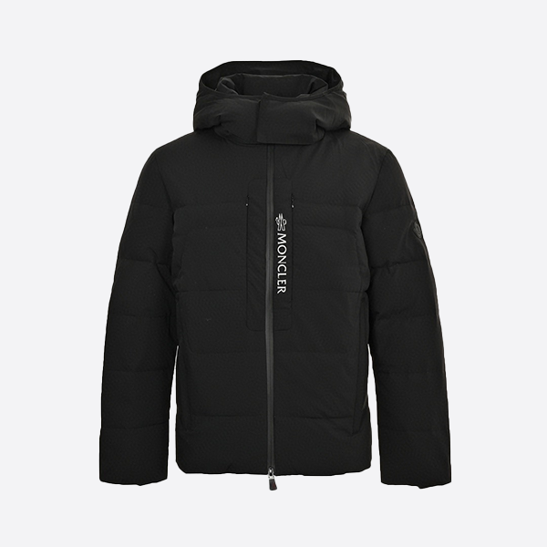 Moncler Black Label Placket Reflective Logo Hooded Down Jacket