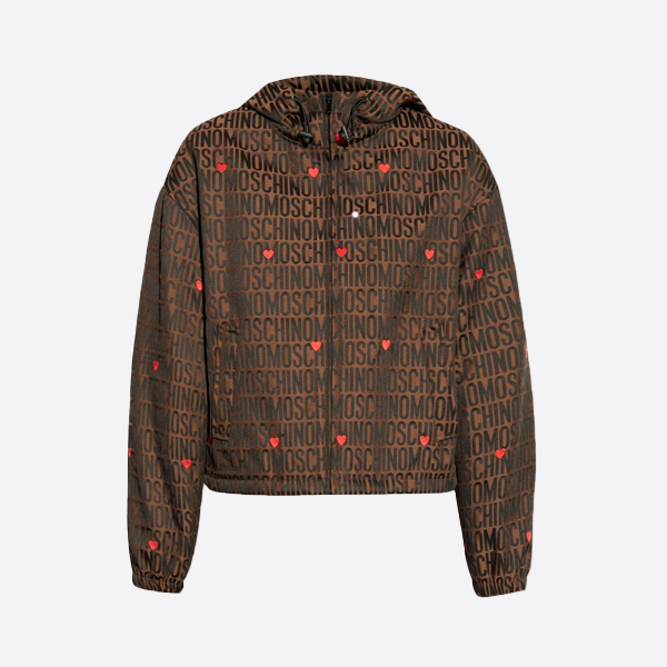 Moschino Embroidered Heart Hooded Zipper Knit Cardigan 242EMA06097715