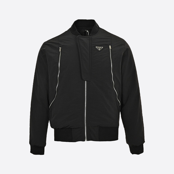 Prada 24FW Triangle Logo Three-Zip Stadium Jacket