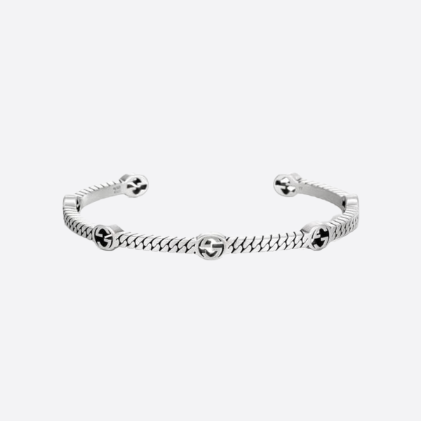 Gucci's new Interlocking Double G narrow version sterling silver bracelet
