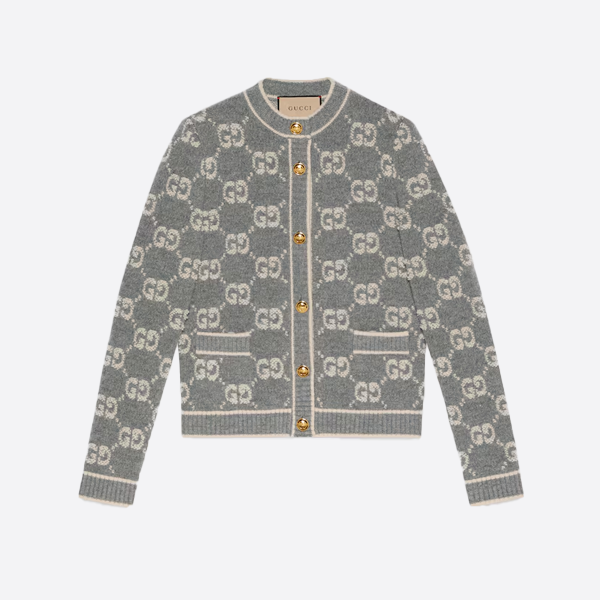 Gucci Limited Edition New Contrast Color Round Neck Regular Fit Knit Cardigan Jacket 713300 XKCNA 1130