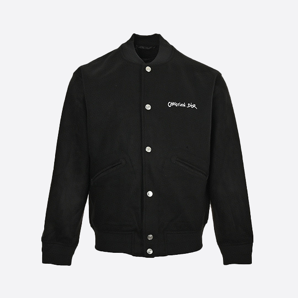 Dior 24FW Baseball Jacket with Embroidered Lettering on Front and Back