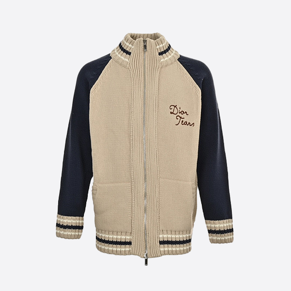 Dior Capsule Joint Series 47 Towel Embroidery Zipper Sweater Cardigan