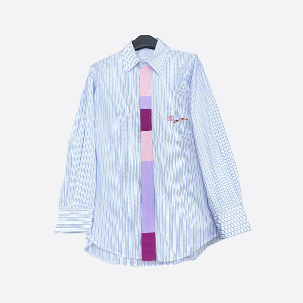 Chanel 2025 New Style Mid-Century Style Lapel Striped Shirt