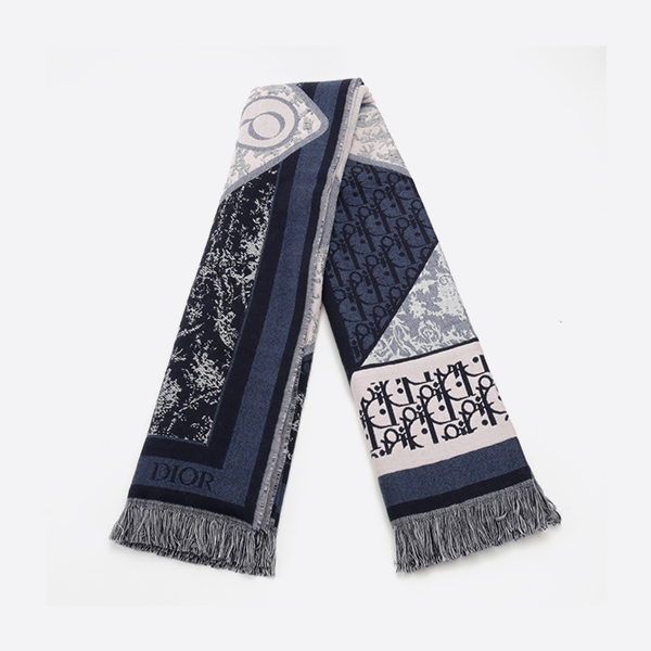 Dior Poker Jacquard Wool Cashmere Long Scarf Large Shawl