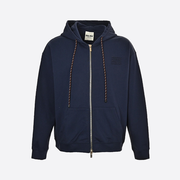 Miu Miu Patchwork Embroidered Lettering Zip-Up Jacket 60281