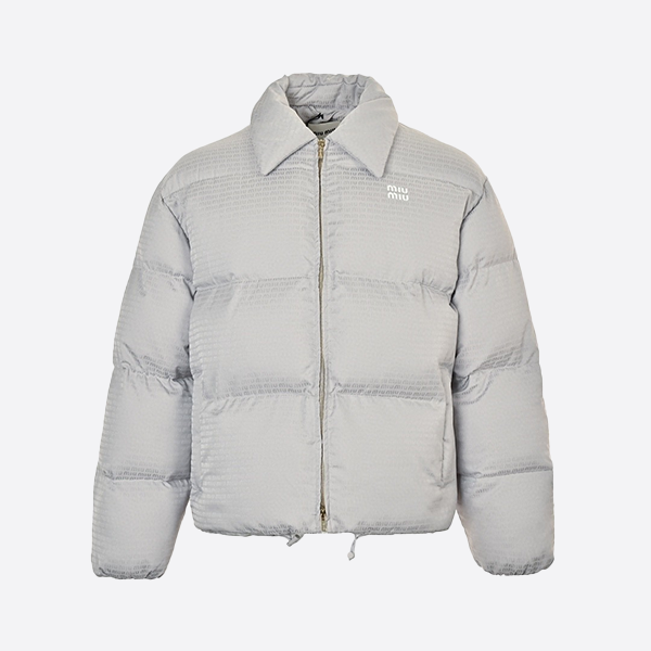 Miu Miu Jacquard All-Over Lapel Down Jacket