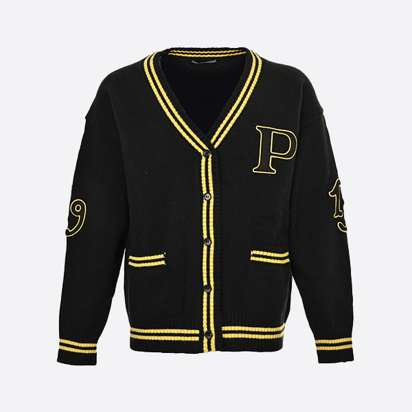 Prada Appliqué Preppy Cardigan Sweater