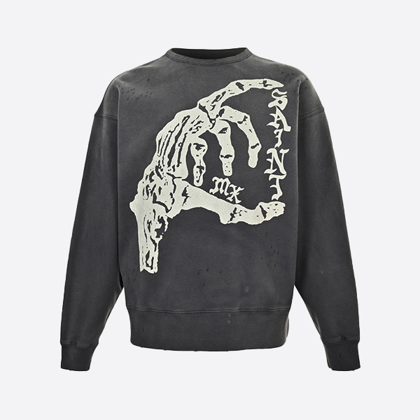 St. Michael Fingerbone Print Crewneck Sweatshirt
