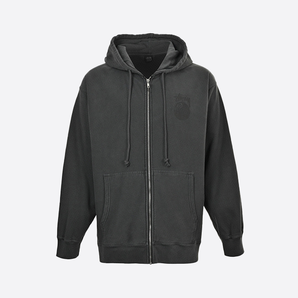 Stüssy 24FW Black 8-Zip Hooded Jacket