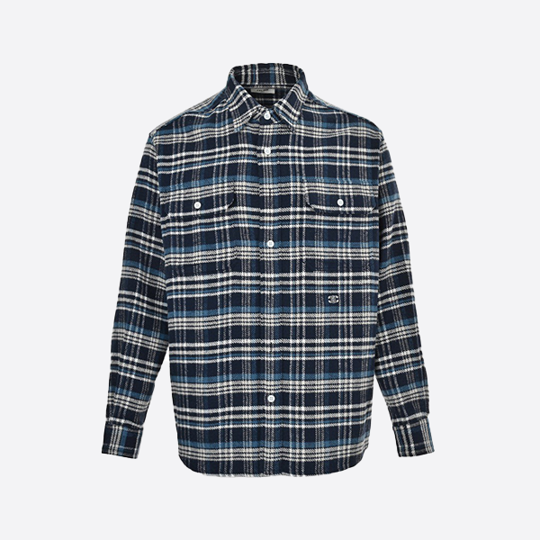 Celine Arc de Triomphe Blue Check Shirt Jacket