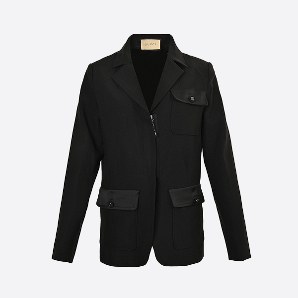 Gucci 24Fw Women's Solid Satin Wool Jacket Blazer