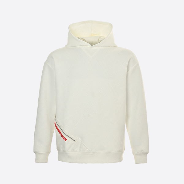 Prada Red Zipper Pocket Hooded Sweatshirt