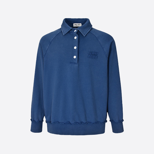 Miu Miu Solid Embroidered Stand Collar Sweatshirt