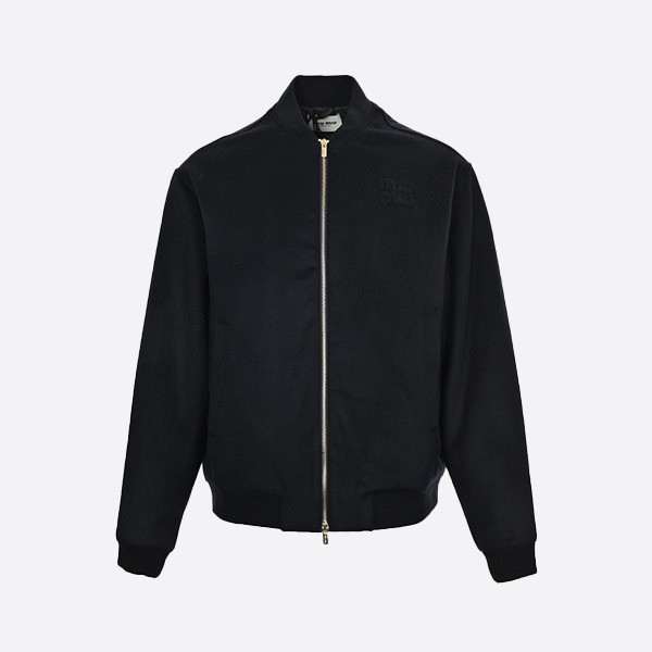 Miu Miu embroidered stand-collar zip-up jacket