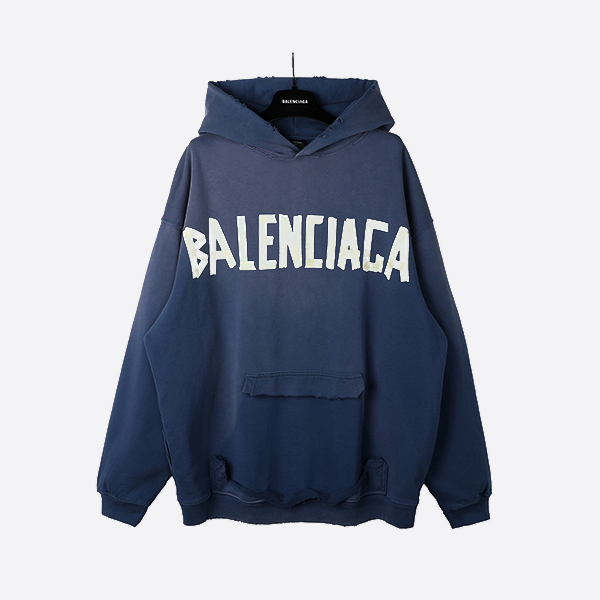 Balenciaga Paris Tape Hoodie, 2024 Spring/Summer, Blue