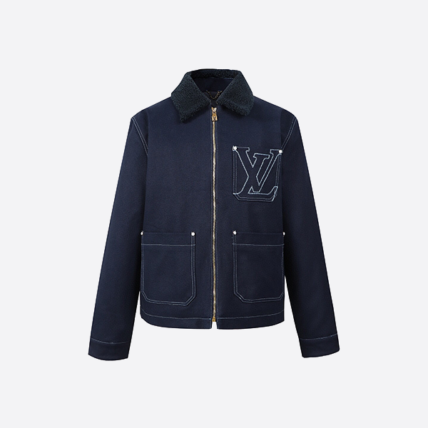 Louis Vuitton fur collar padded denim jacket