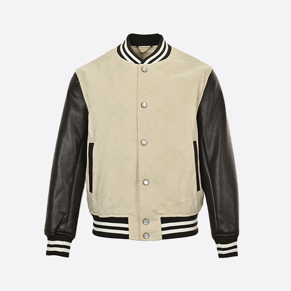 Louis Vuitton 2024 Autumn/Winter Embroidered Monogram Patchwork Leather Baseball Jacket