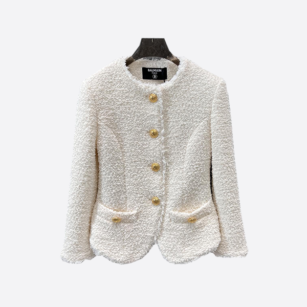 Balmain 24Fw Gold Button Slim Short Tweed Jacket