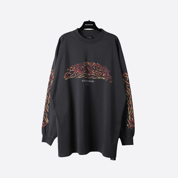 Balenciaga Flame Graffiti Long Sleeve T-Shirt