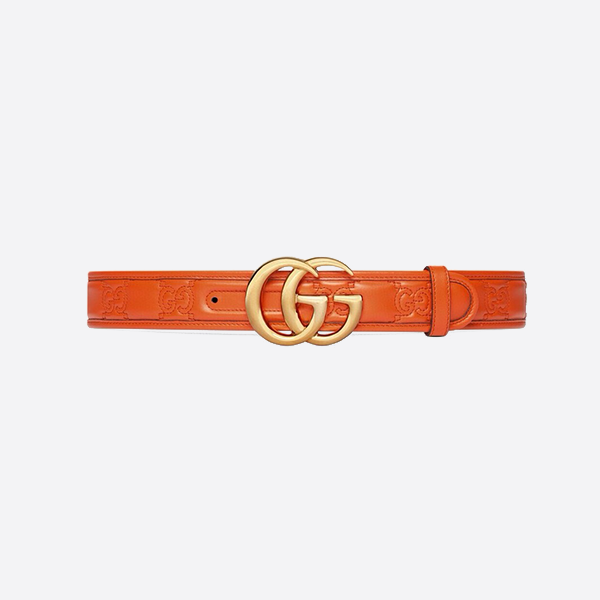 Gucci GG Marmont Series Matelasse Wide Belt in Orange Leather 400593 UM8IG 7519