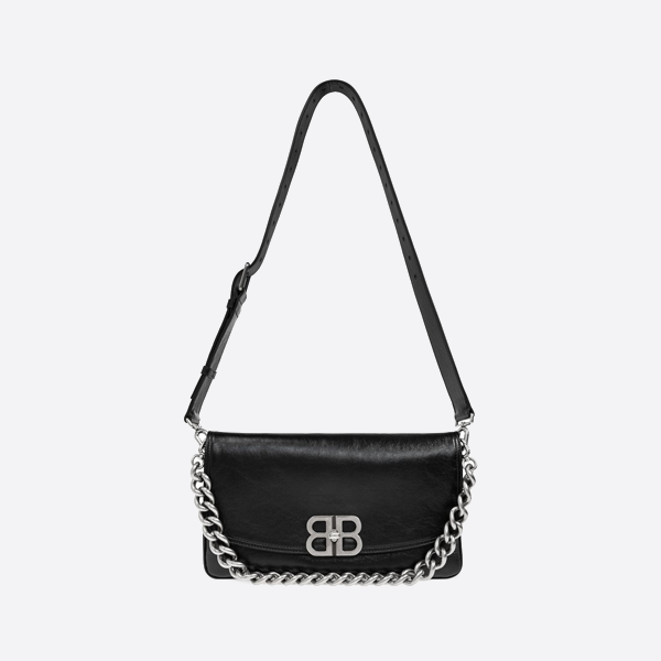 Balenciga Small Black and Silver Buckle Crossbody Bag 7485962ABFJ 1000