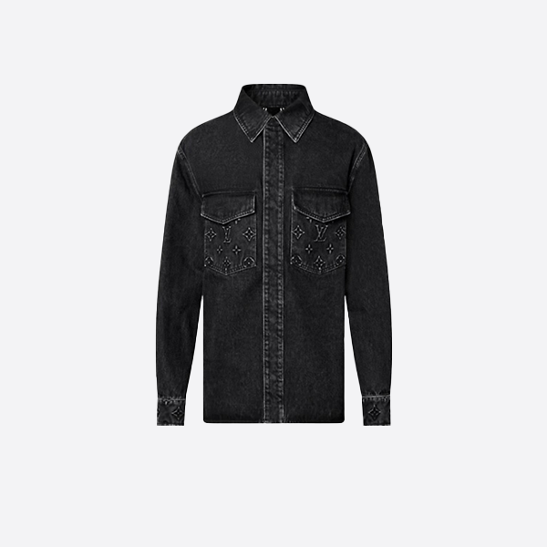 Louis Vuitton embossed monogram denim shirt jacket