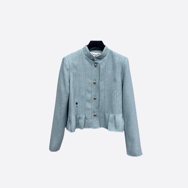 Dior gold button ruffle coat