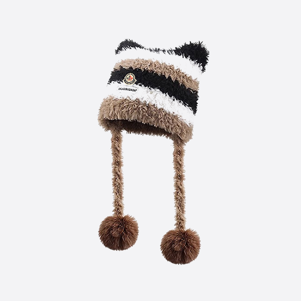 Moncler cat ear knit plush hat