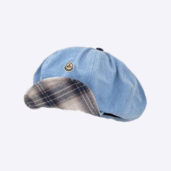 Moncler Denim Cloud Retro Check Octagon Hat