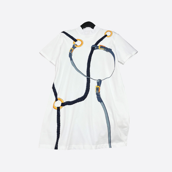 Hermès 2025 New Stand Collar Chain Button Print Skirt