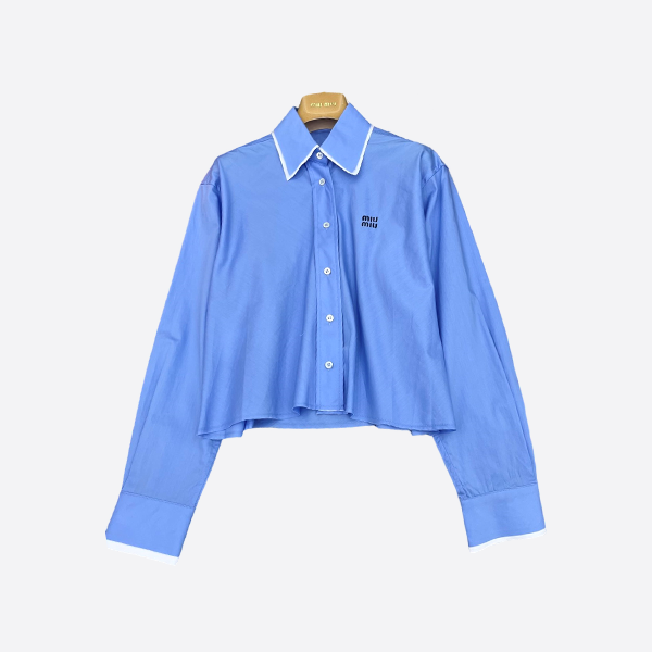 Miu Miu contrast color faux two-piece long-sleeved shirt