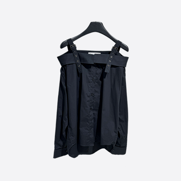 Dior off-the-shoulder poplin shirt in black