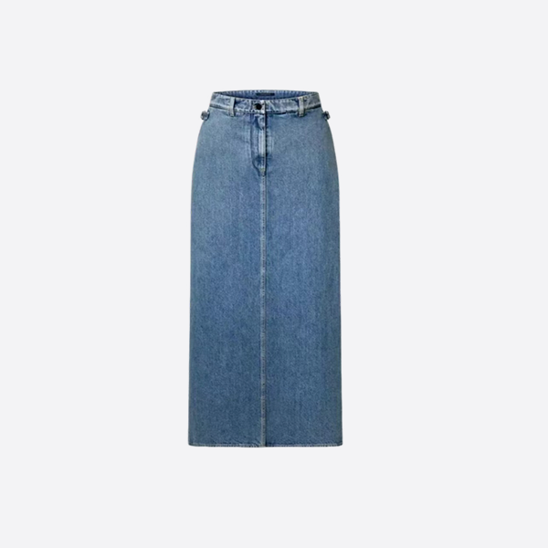 Louis Vuitton embroidered logo lettering denim skirt