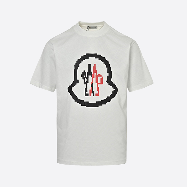 Moncler 2025 Spring/Summer Pixel Blurred Logo Foam Print Short Sleeve Shirt