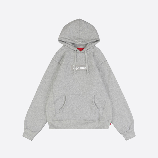 Supreme grey box logo hooded sweatshirt