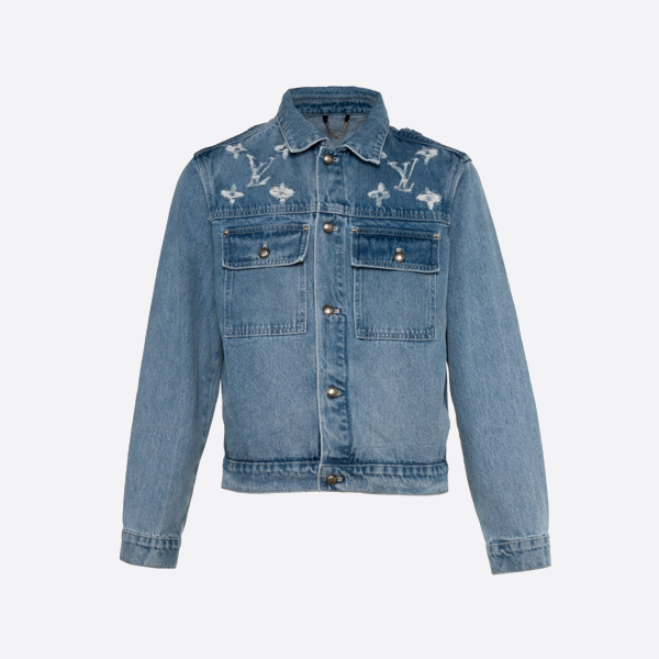 Louis Vuitton Cloud Dog Series Washed and Distressed Denim Jacket