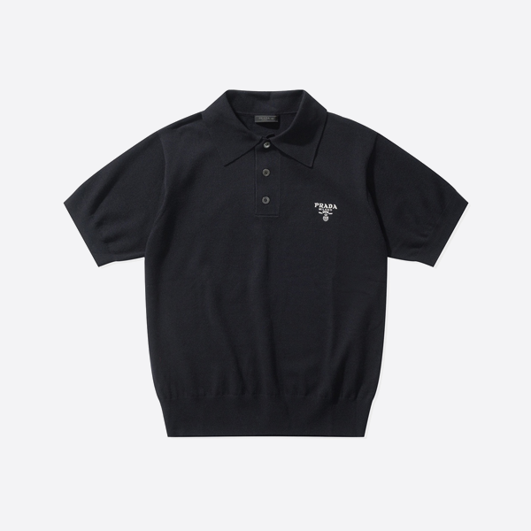 Prada 2025 Spring/Summer Triangle Embroidered Button Polo Shirt