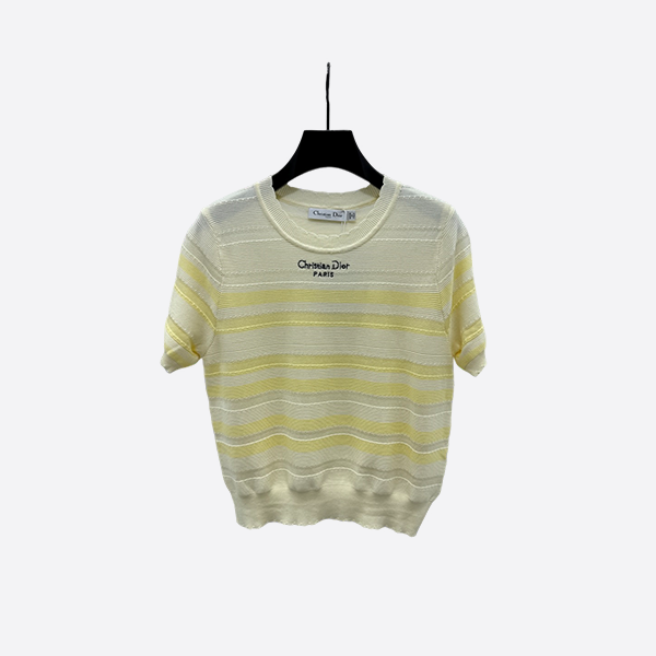 Dior contrast stripe knit short sleeve