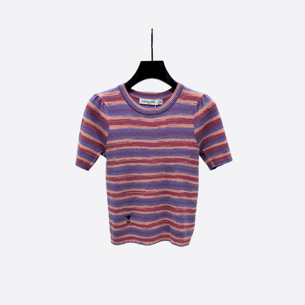 Dior striped crew neck knit short sleeves