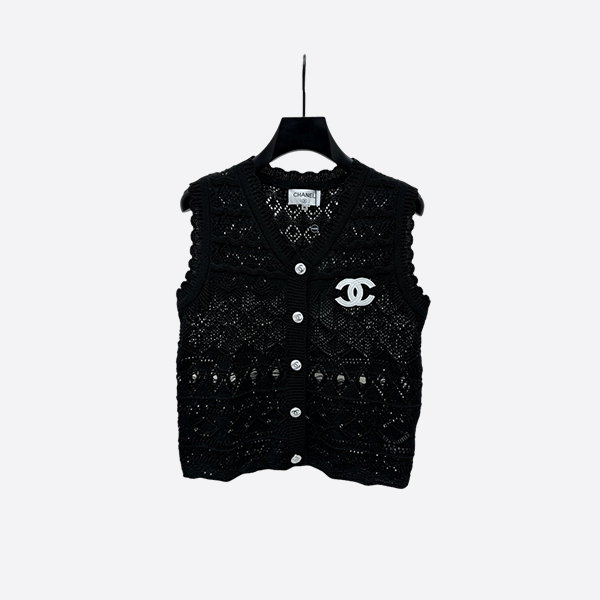 Chanel V-neck crochet vest