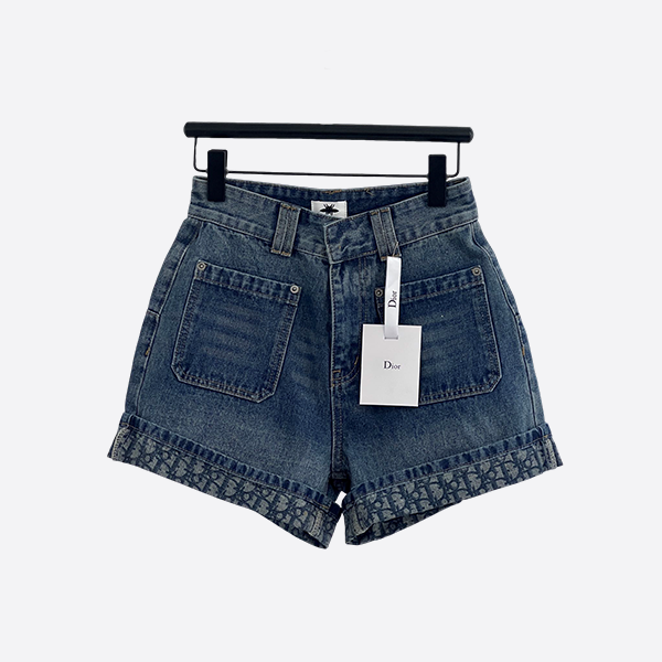 Dior monogram rolled denim shorts