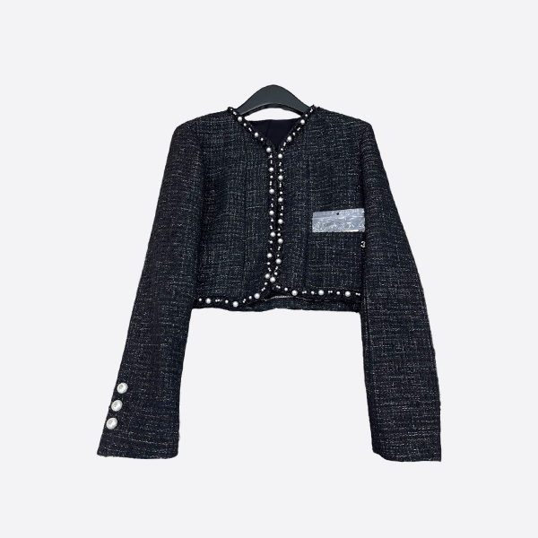 Chanel 2025 New Tweed Round Neck Pearl Jacket